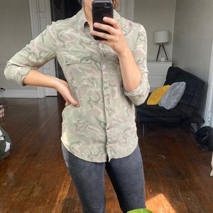 Equipment 100% Silk Camoflauge Button Down